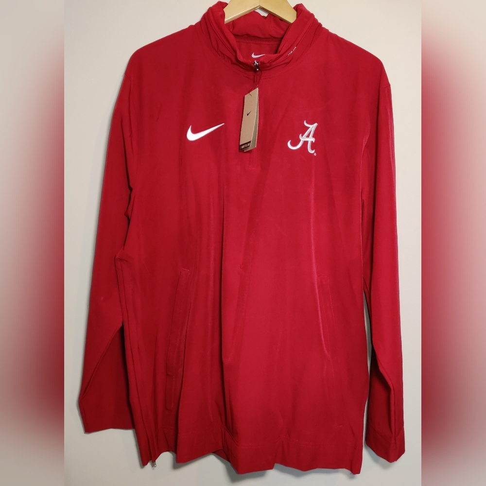 Nike Alabama Crimson Tide 1/4 Zip Hooded Coaches Jacket Men's Sz L Maroon Red